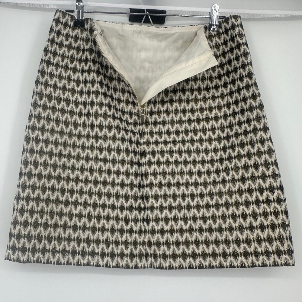 Loft Diamond Jacquard Metallic Black Gold Mini Pencil Skirt Size 10 - Picture 4 of 5